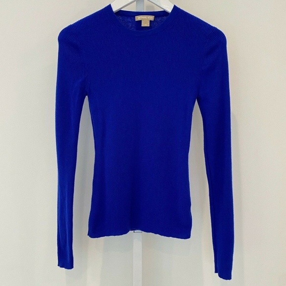 MICHAEL KORS BLUE CASHMERE SWEATER SIZE X-SMALL - Picture 3 of 16